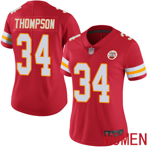 Women Kansas City Chiefs 34 Thompson Darwin Red Team Color Vapor Untouchable Limited Player Football Nike NFL Jersey